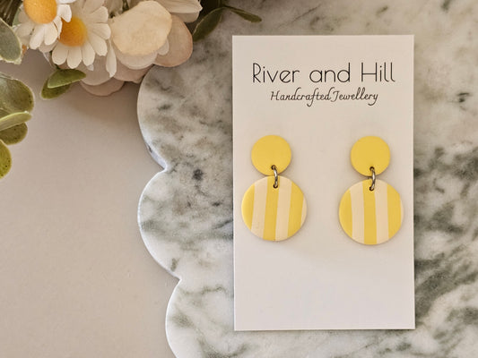 Striped Earrings Yellow