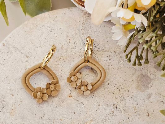 Daily Colour Tan Floral Hoops