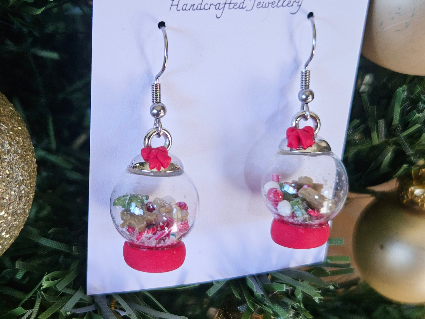 Christmas Glass Snow Globe Earrings