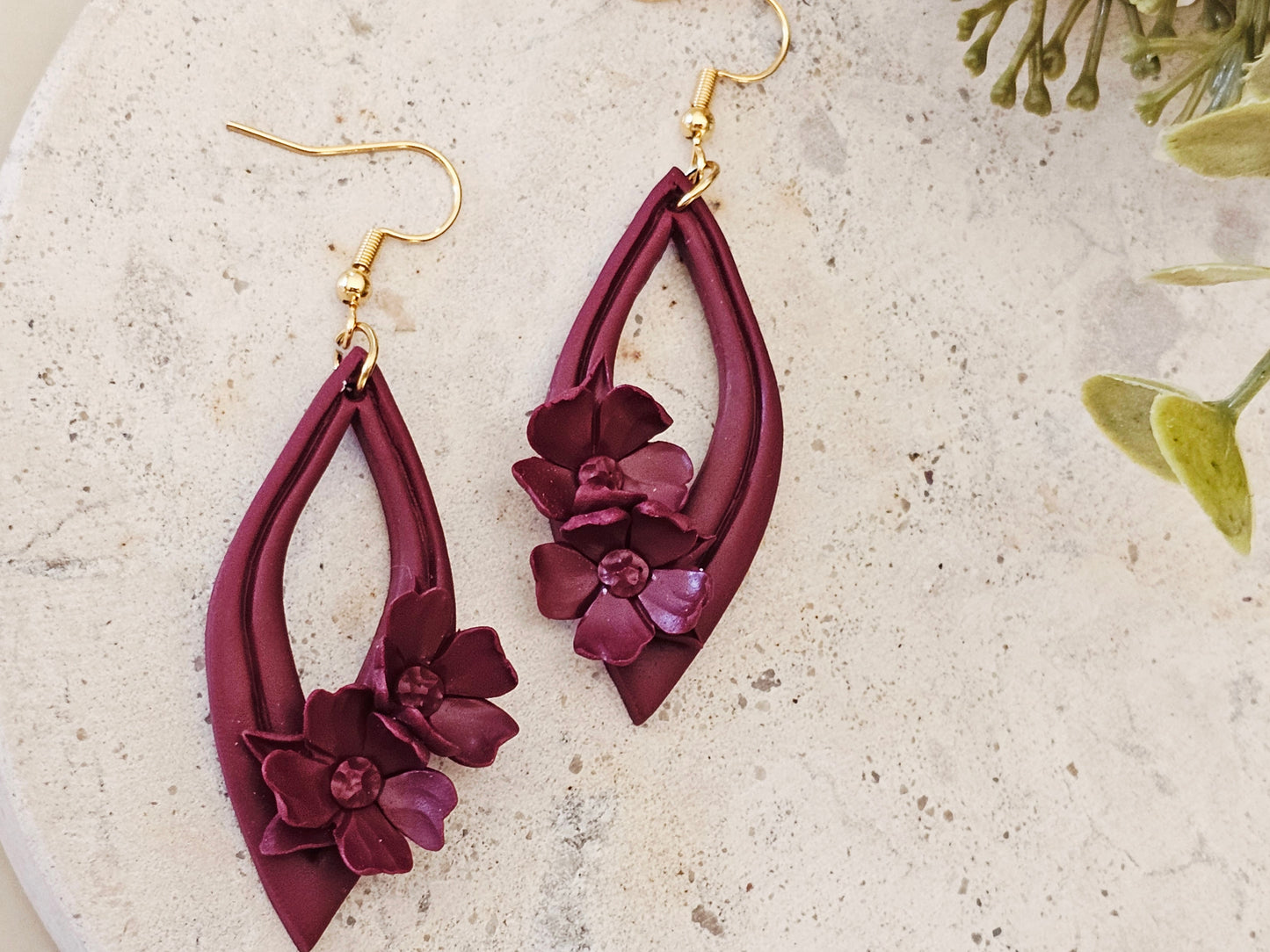 Daily Colour Burgundy Floral Earrings