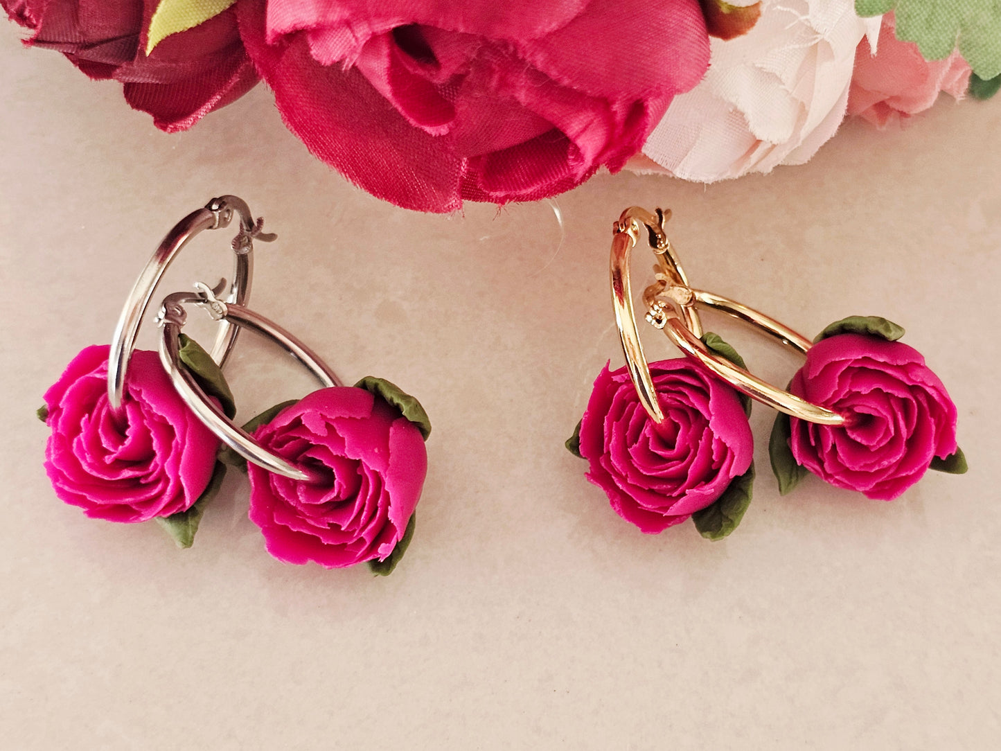 Peonies Magenta Hoops
