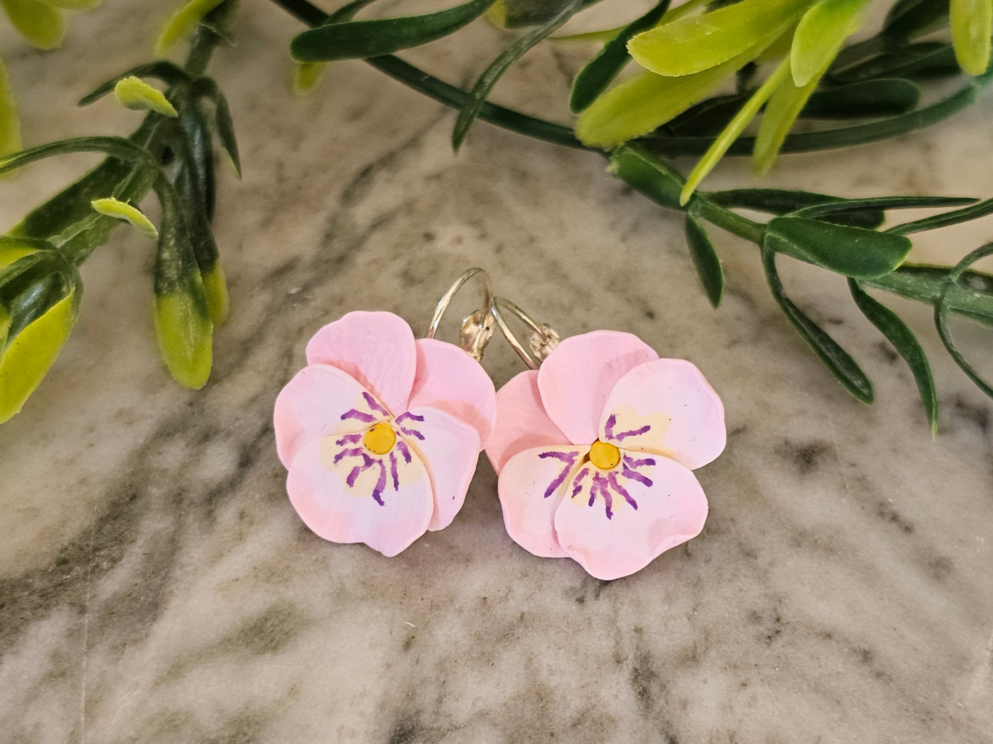 Pansy French Hook Light Pink Earrings