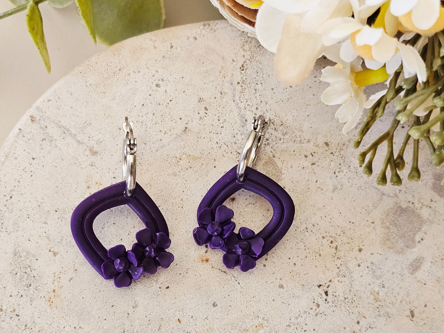 Daily Colour Purple Floral Hoops