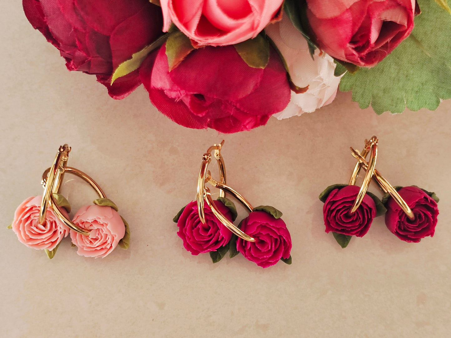 Peonies Magenta Hoops