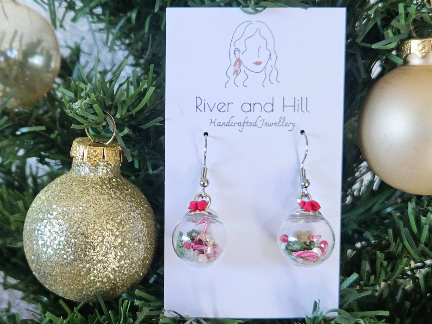 Christmas Glass Snow Globe Earrings