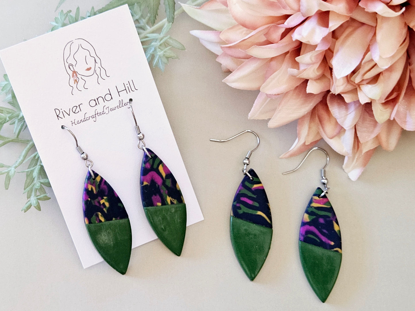Scraps to Statements Green Earrings