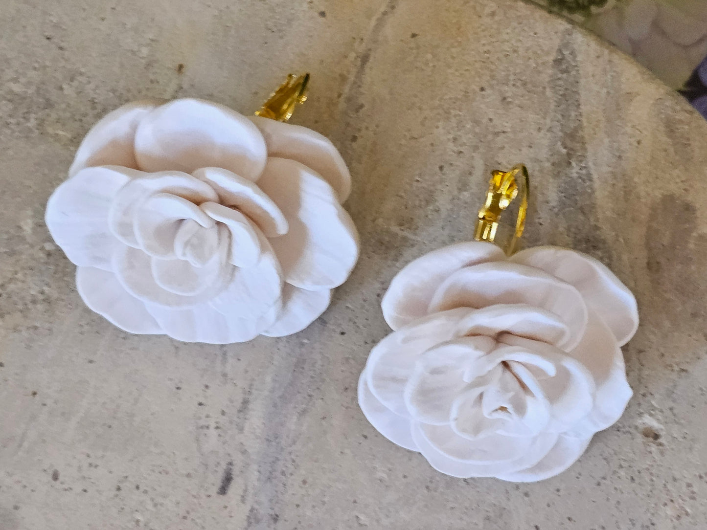 Cammellia French Hook Earrings White