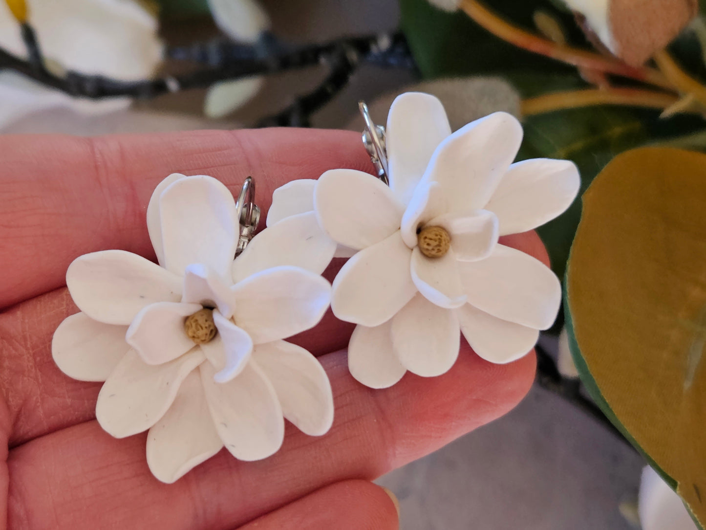 Magnolia French Hook Earrings White