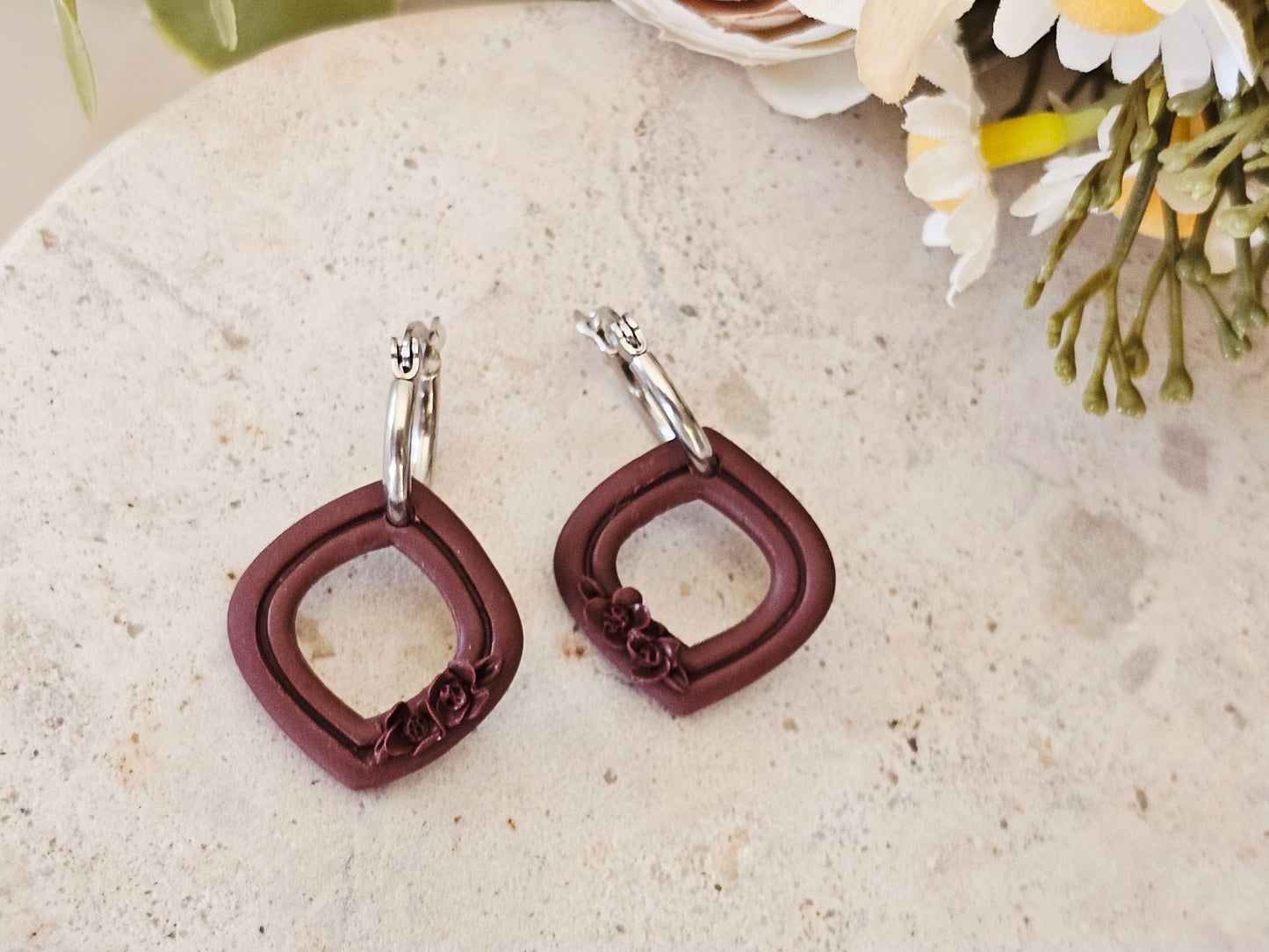 Daily Colour Chocolate Brown Floral Hoops