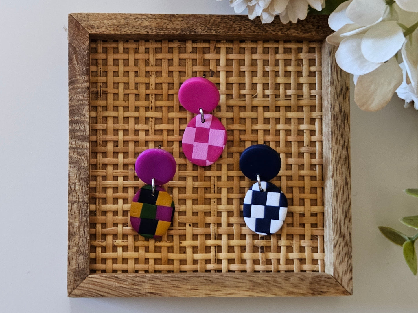 Checkered Drops Bright Earrings