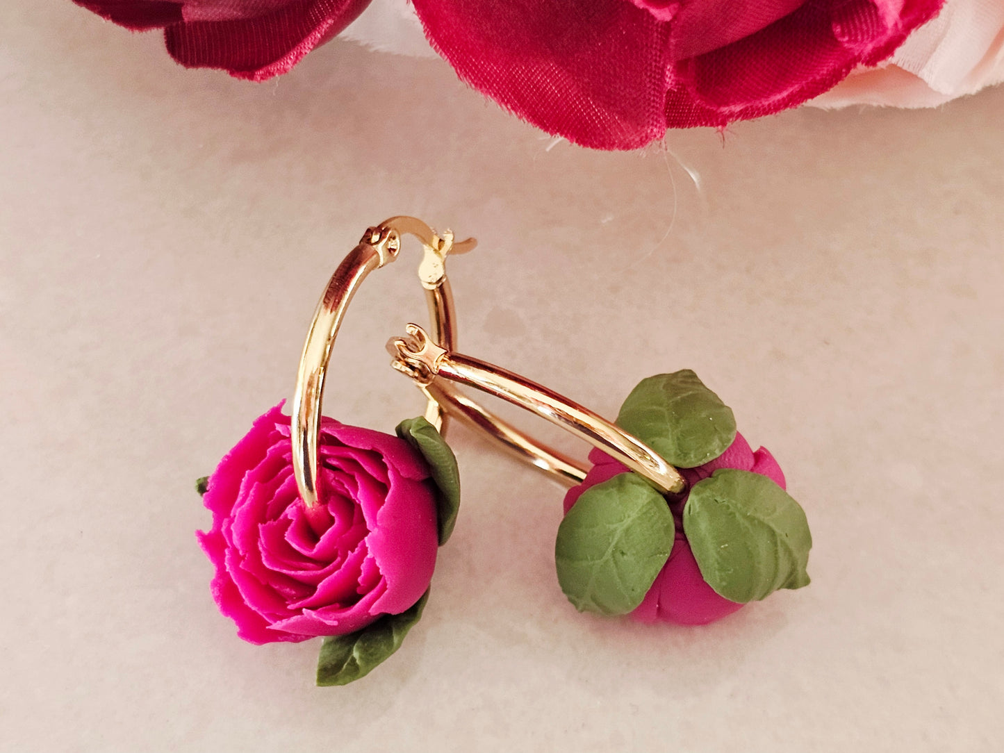 Peonies Magenta Hoops