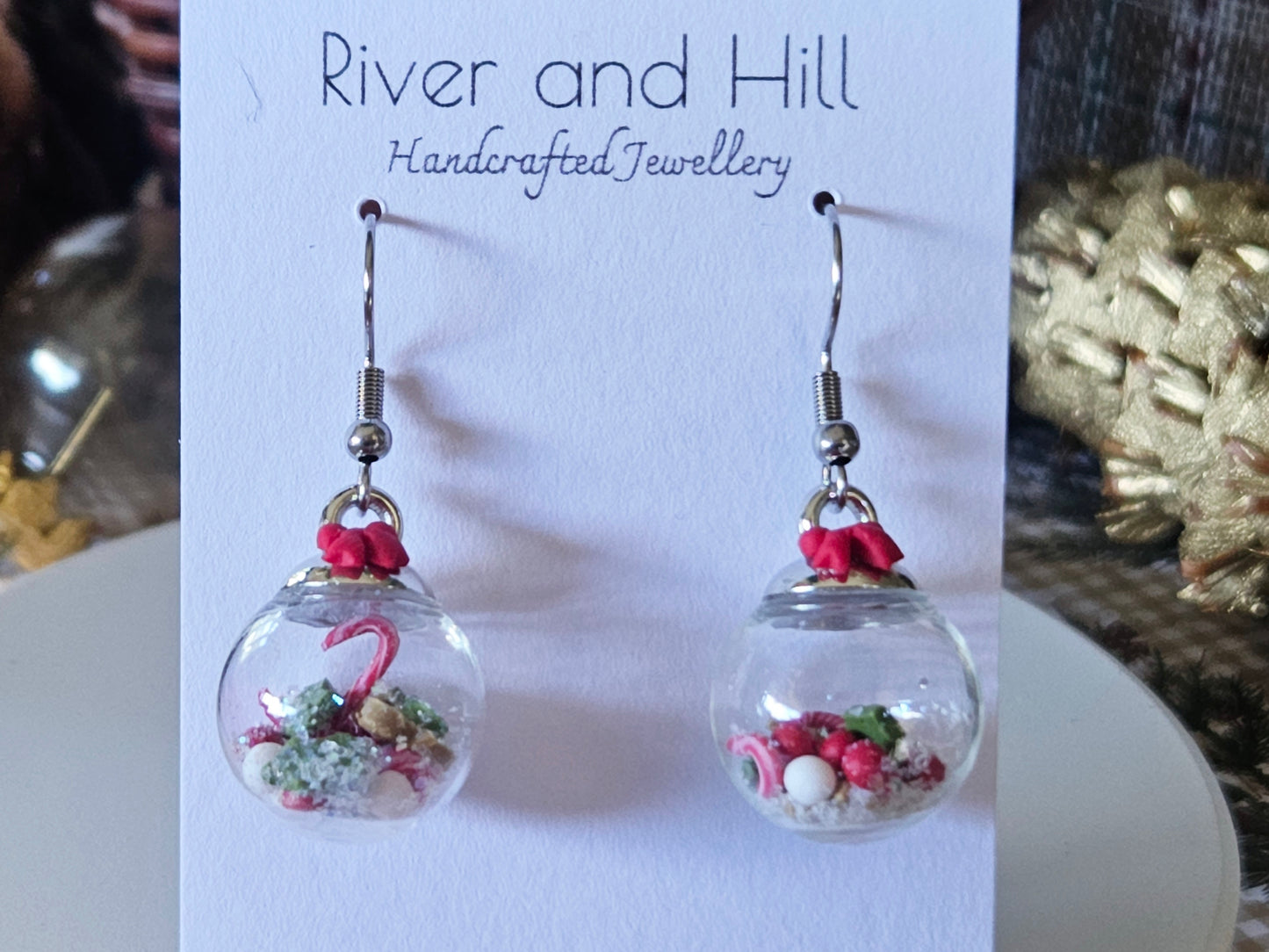 Christmas Glass Snow Globe Earrings