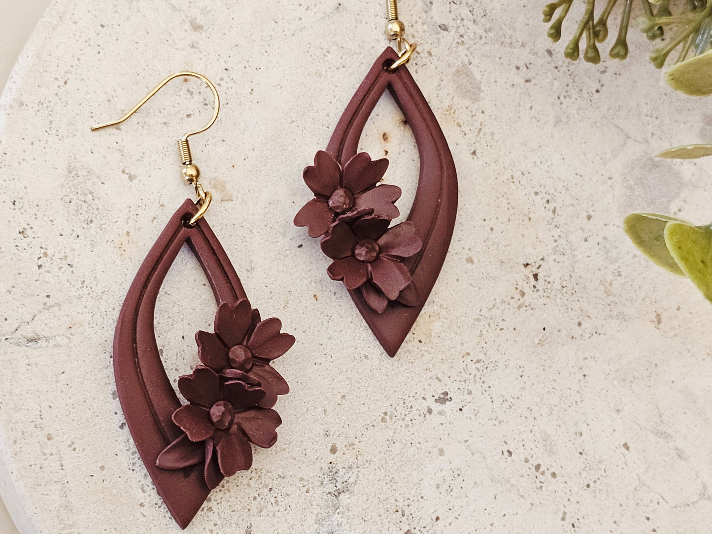Daily Colour Chocolate Brown Floral Earrings