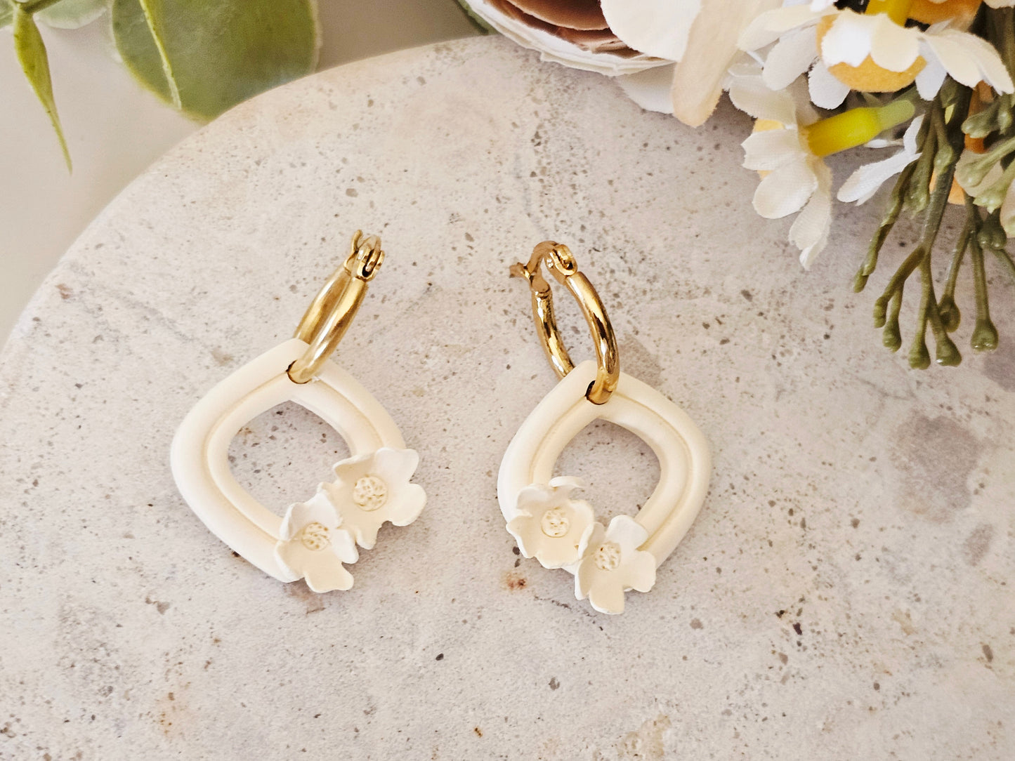 Daily Colour Pastel Yellow Floral Hoops