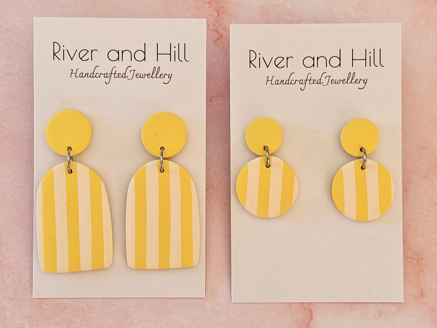 Striped Statement Earrings Yellow