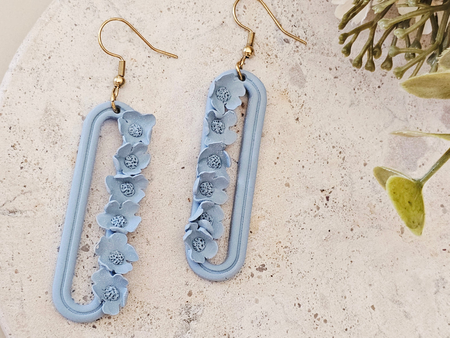 Daily Colour Powder Blue Floral Earrings
