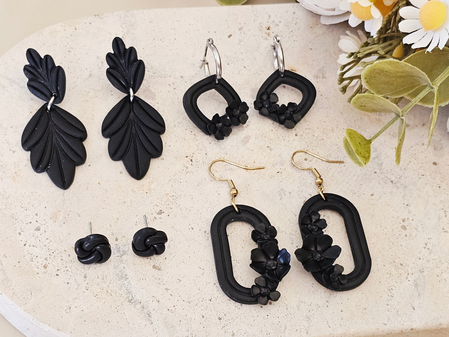 Daily Colour Black Floral Hoops