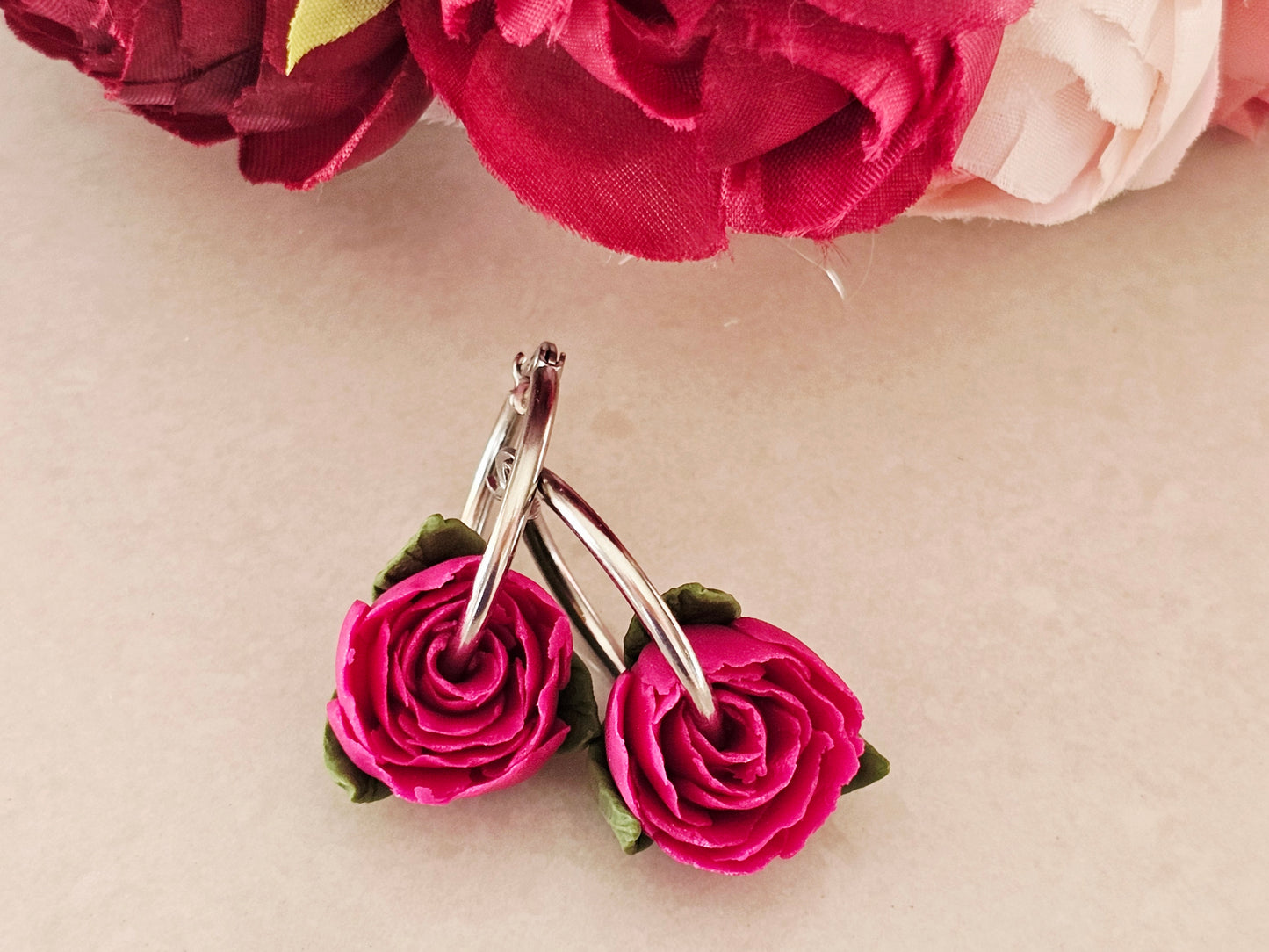 Peonies Magenta Hoops