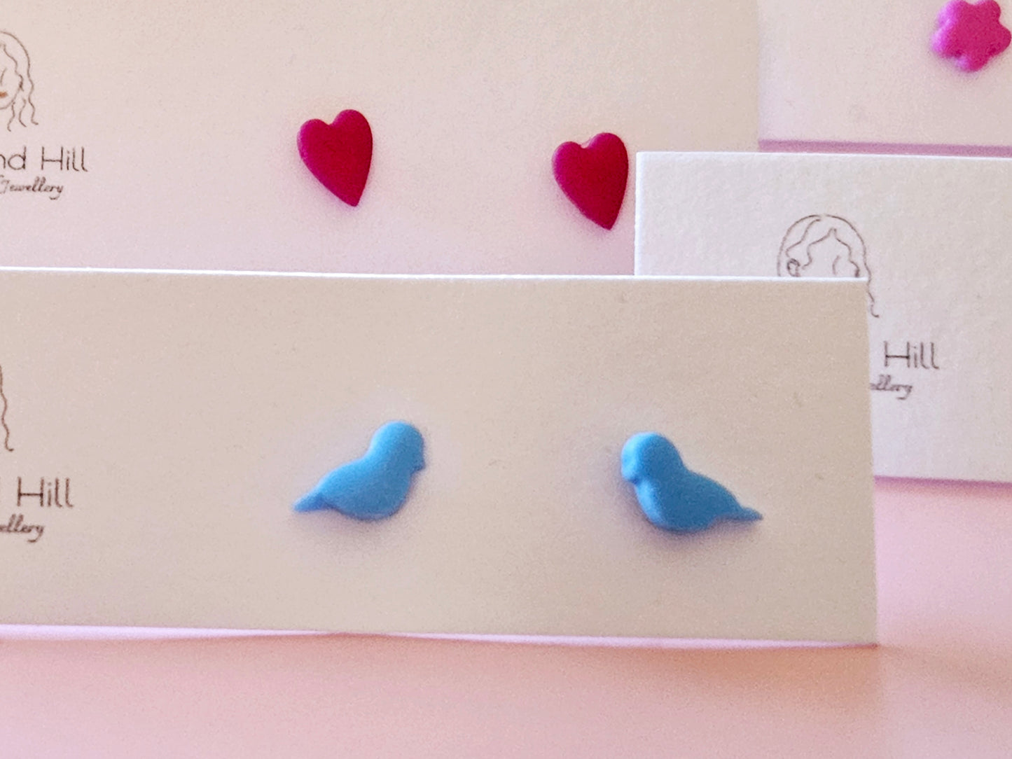 Girls Micro Blue Bird Studs