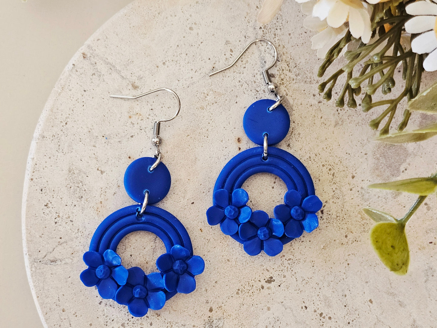 Daily Colour Bright Blue Floral Earrings