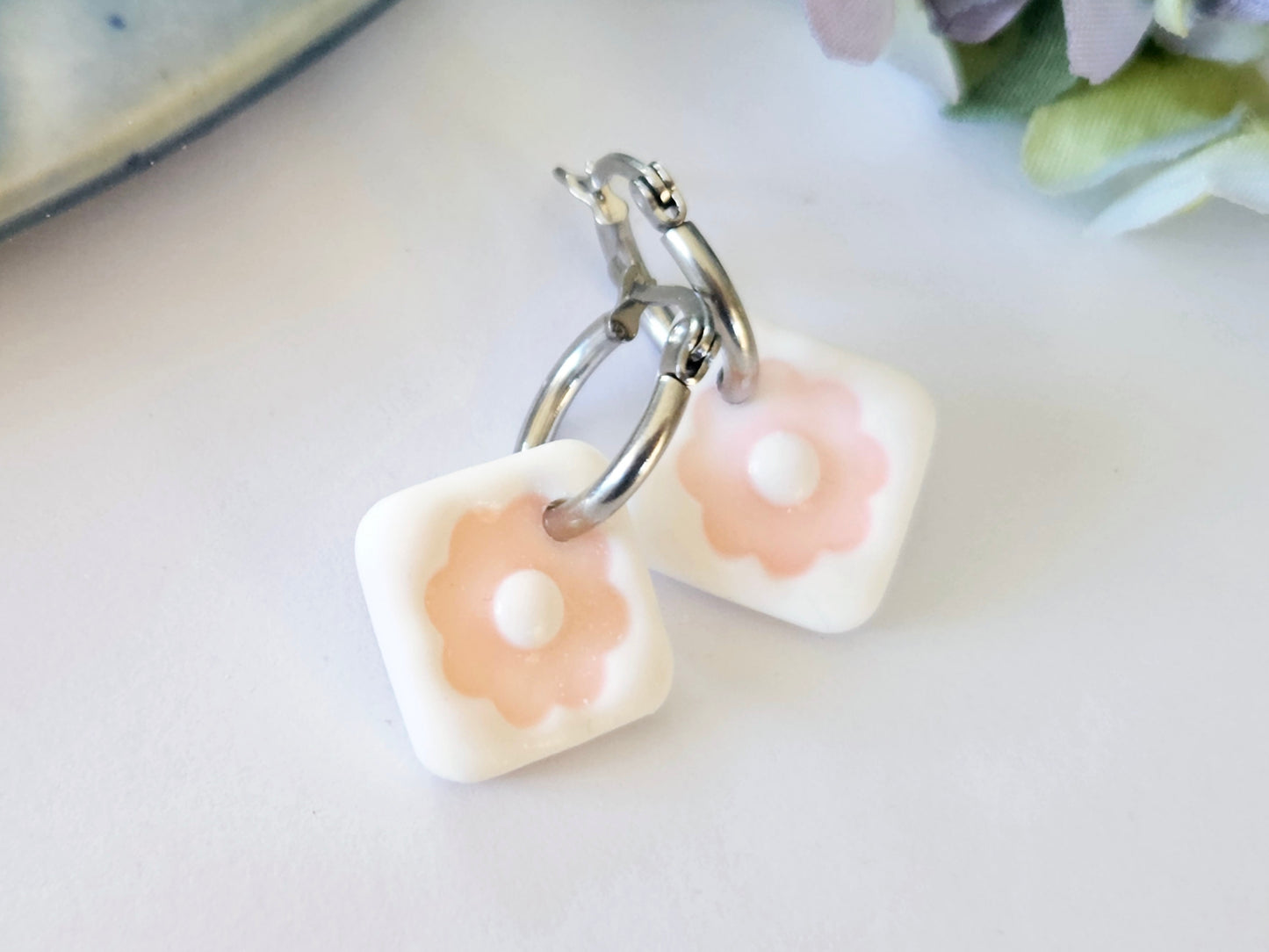 Porcelain Blossom Hoops