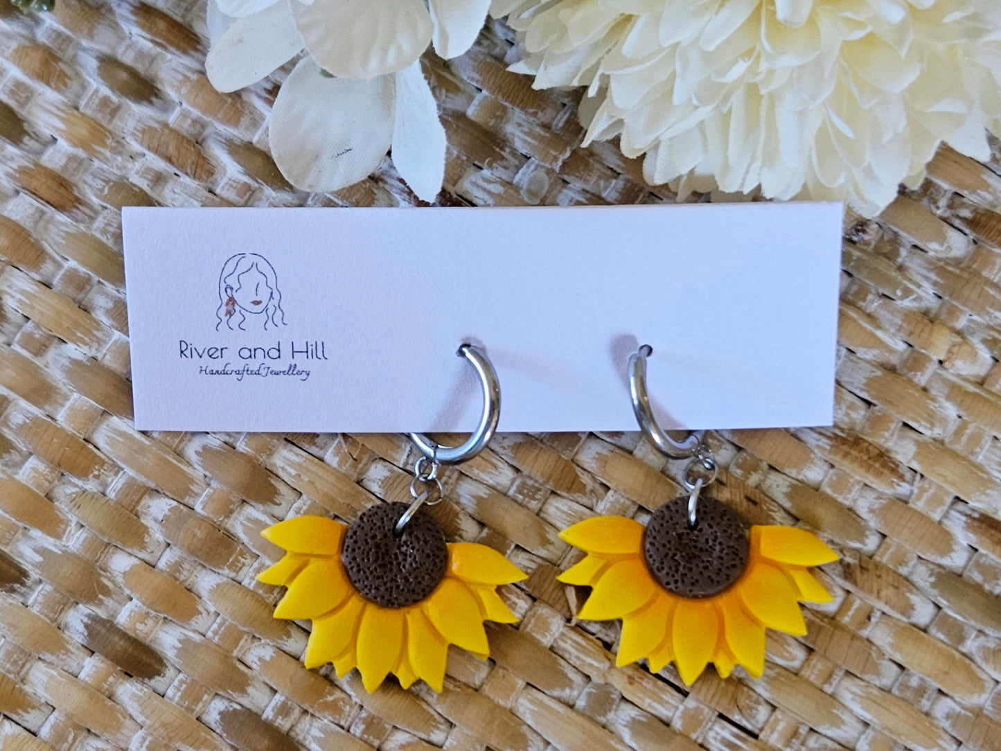 Sunflower Half Mini Hoop Earrings