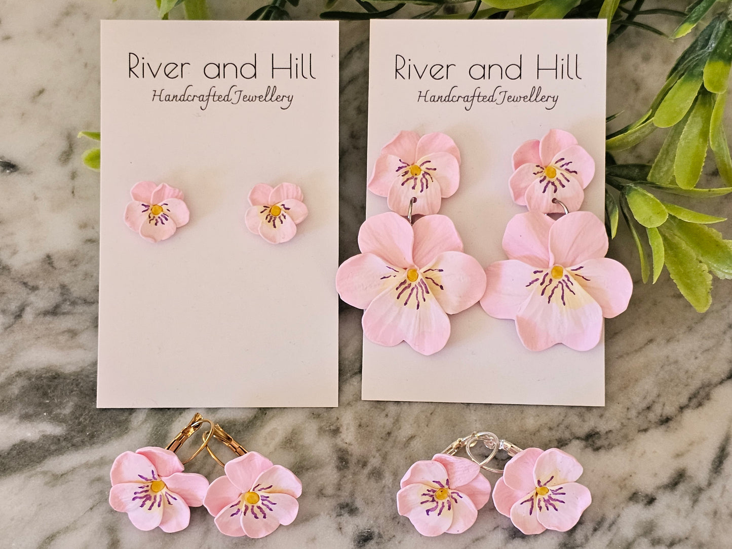 Pansy Statement Earrings Light Pink