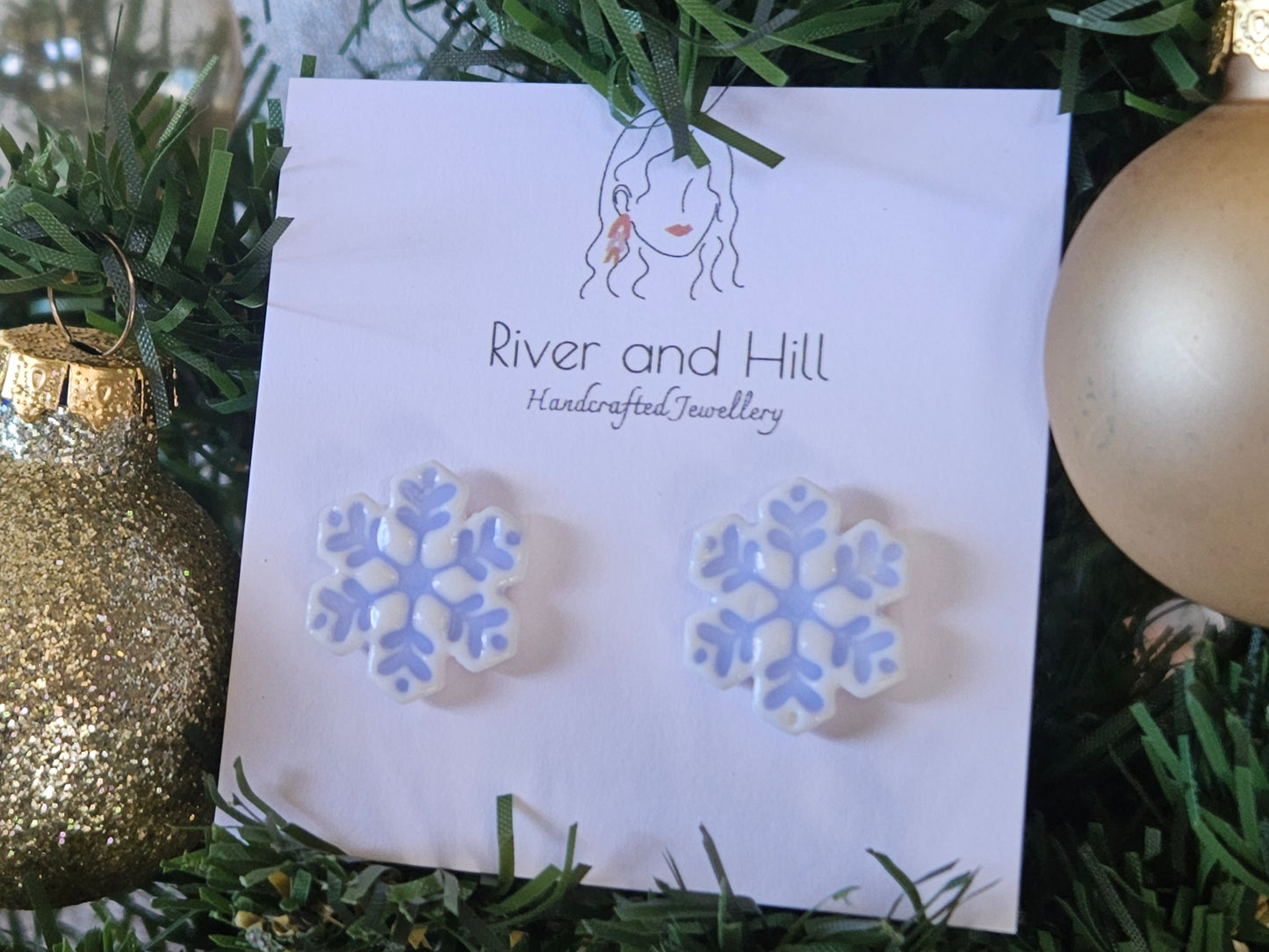 Christmas Porcelain Look Snowflake Studs