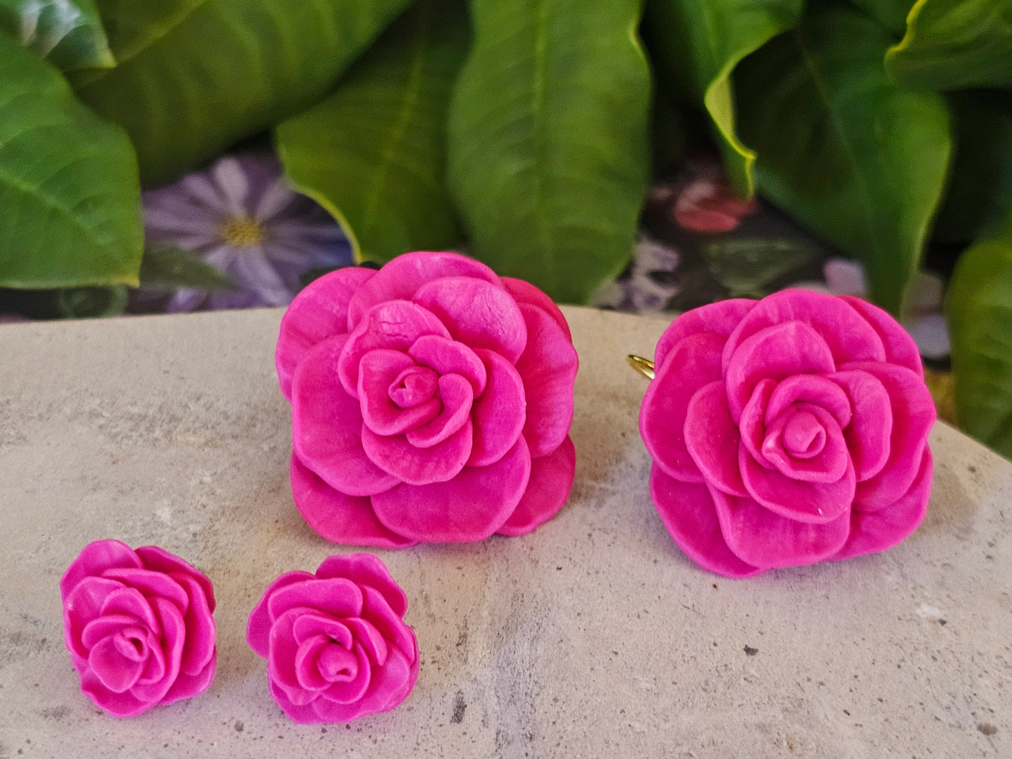 Cammellia French Hook Earrings Magenta