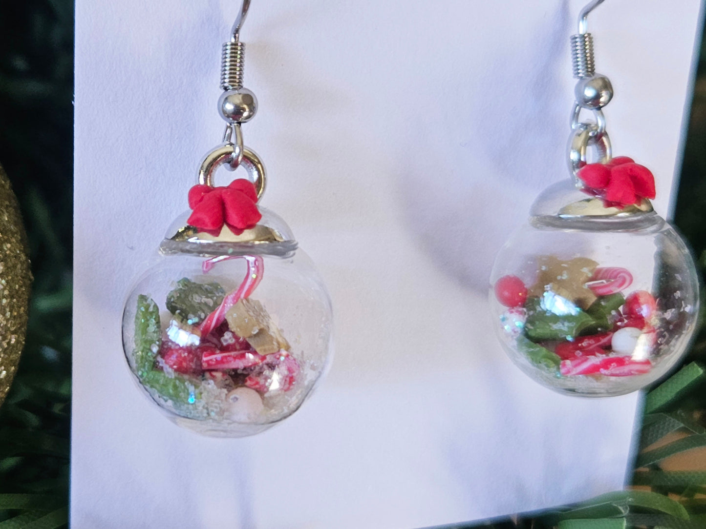 Christmas Glass Snow Globe Earrings