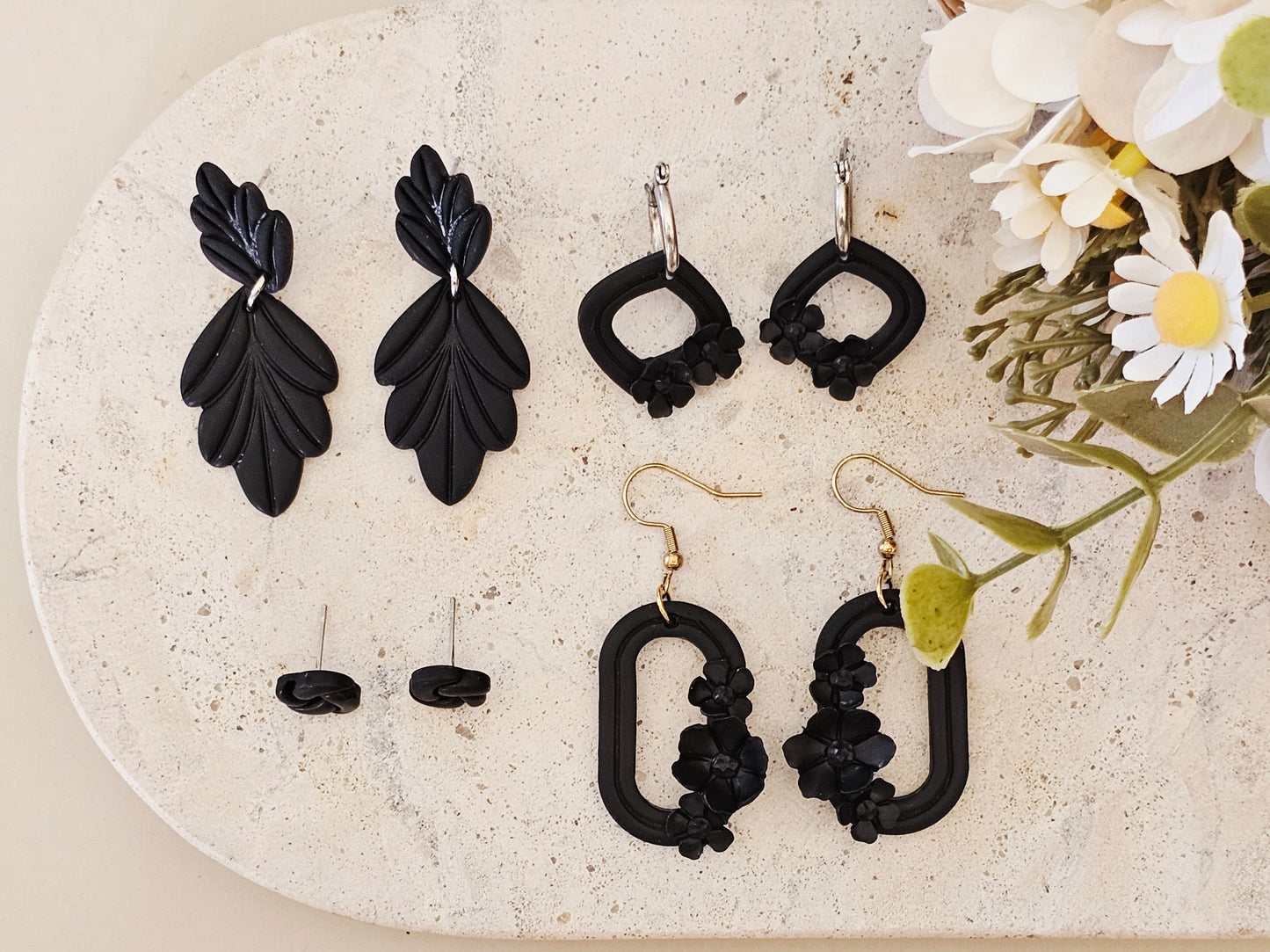 Daily Colour Black Floral Hoops