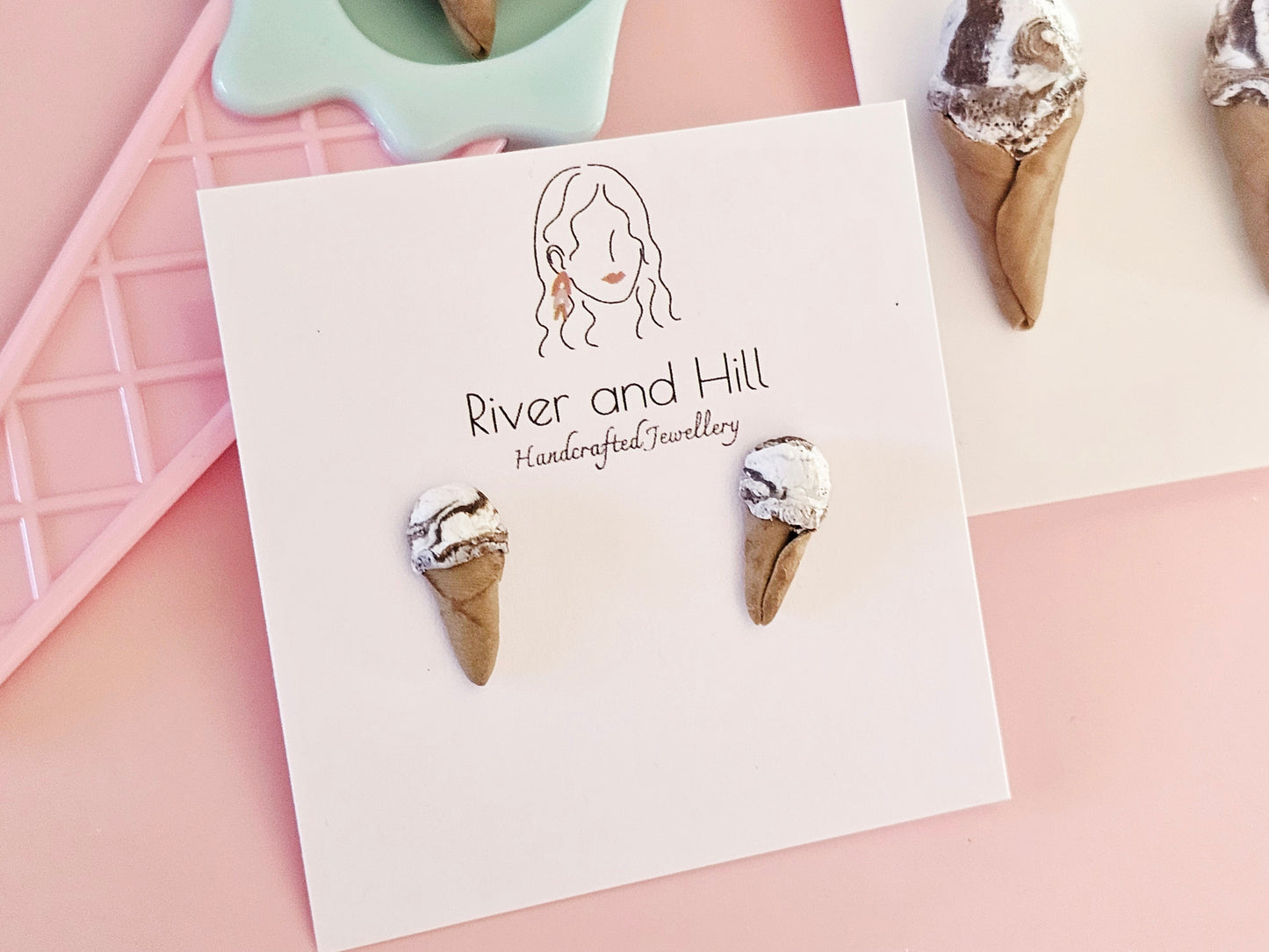 Ice Cream Cone Chocolate Swirl Studs