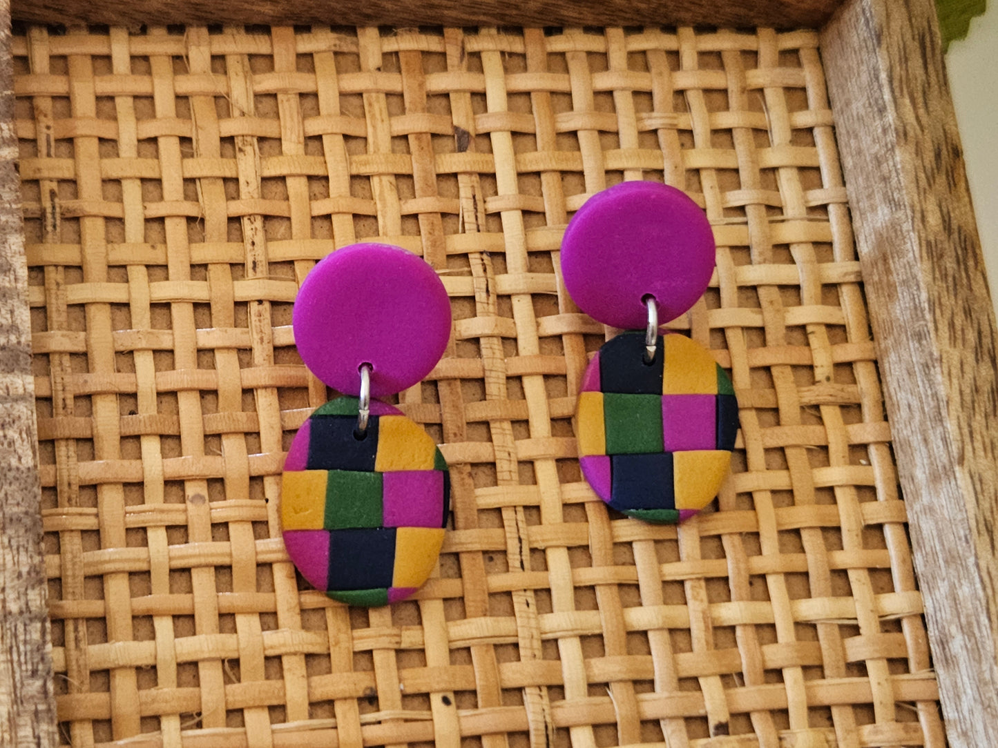 Checkered Drops Bright Earrings