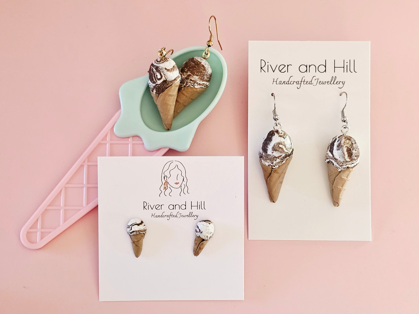 Ice Cream Cone Chocolate Swirl Studs
