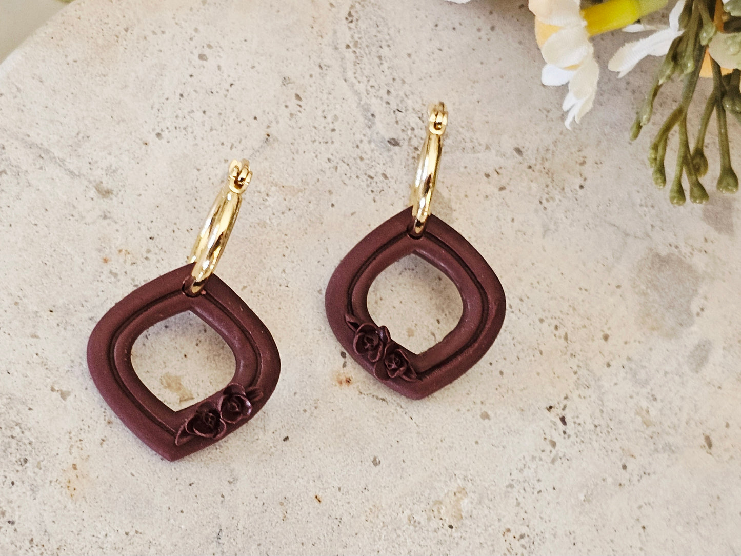 Daily Colour Chocolate Brown Floral Hoops