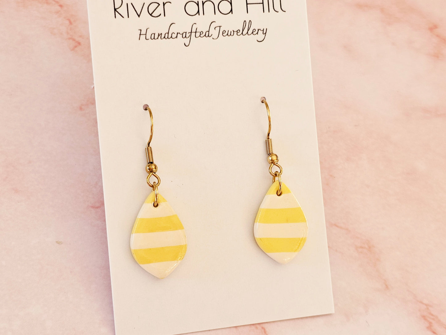Striped Dainty Earrings Yellow