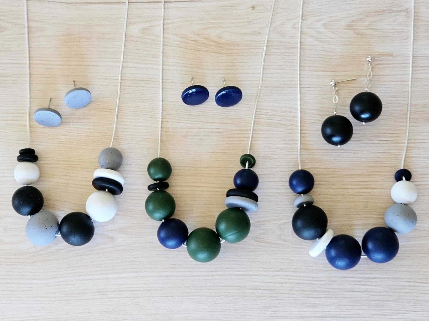 Contemporary Long Statement Sterling Silver Necklace Green