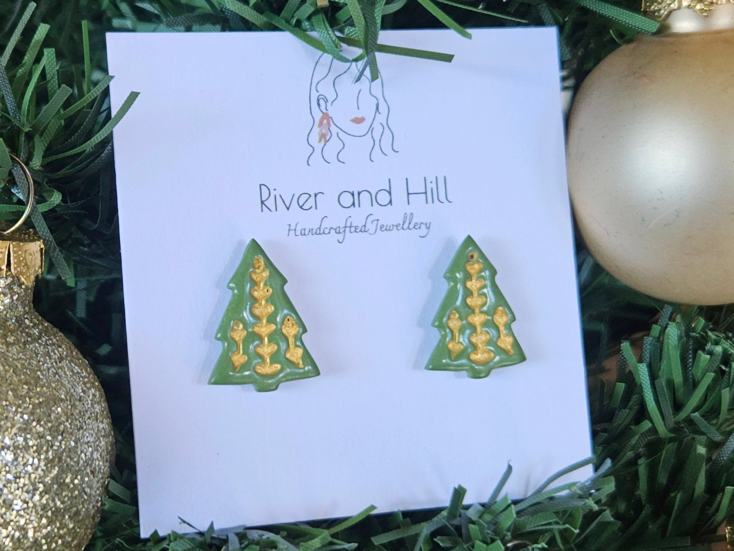 Christmas Folk Tree Studs