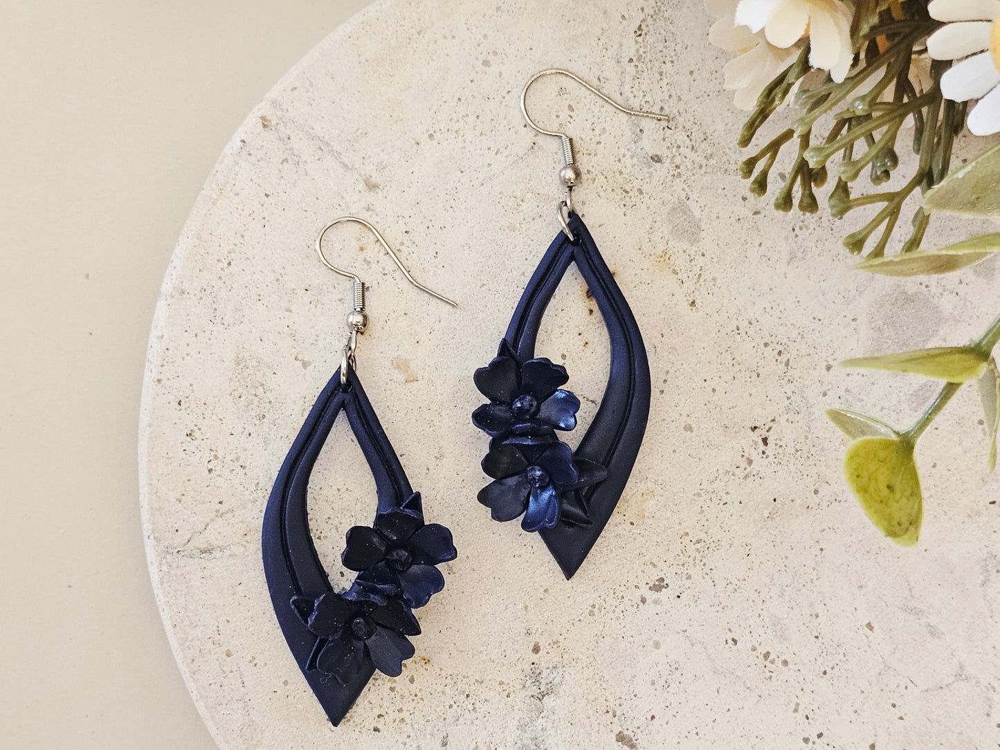 Daily Colour Navy Blue Floral Earrings