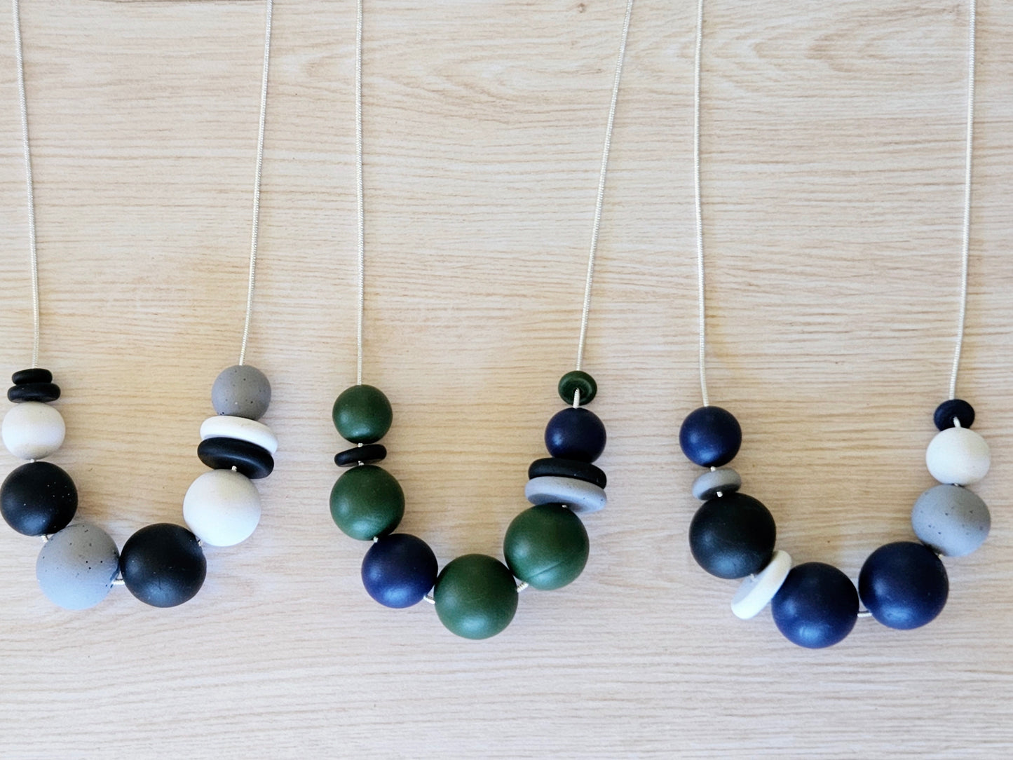 Contemporary Long Statement Sterling Silver Necklace Green