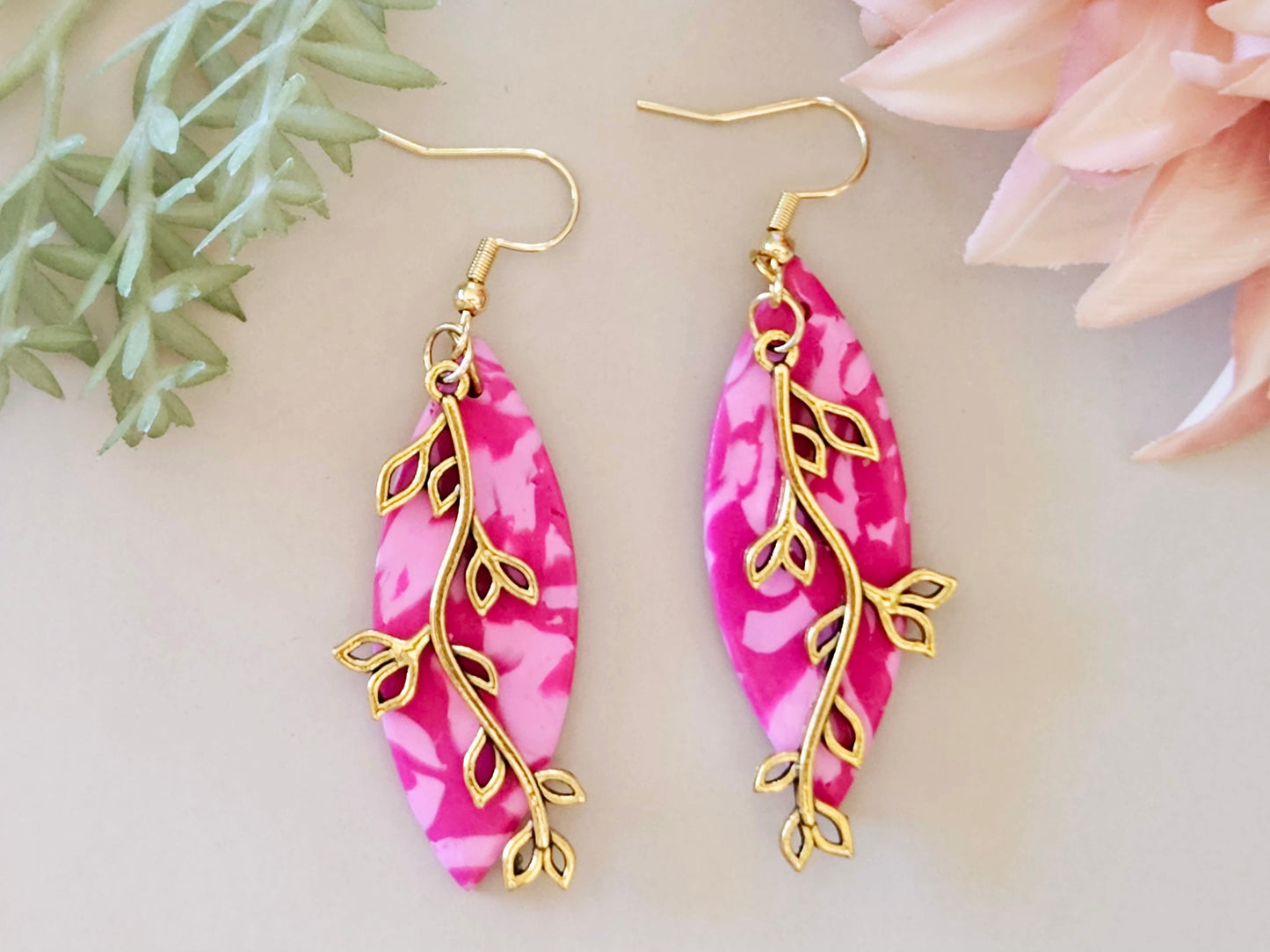 Scraps to Statements Pink Vine Earrings