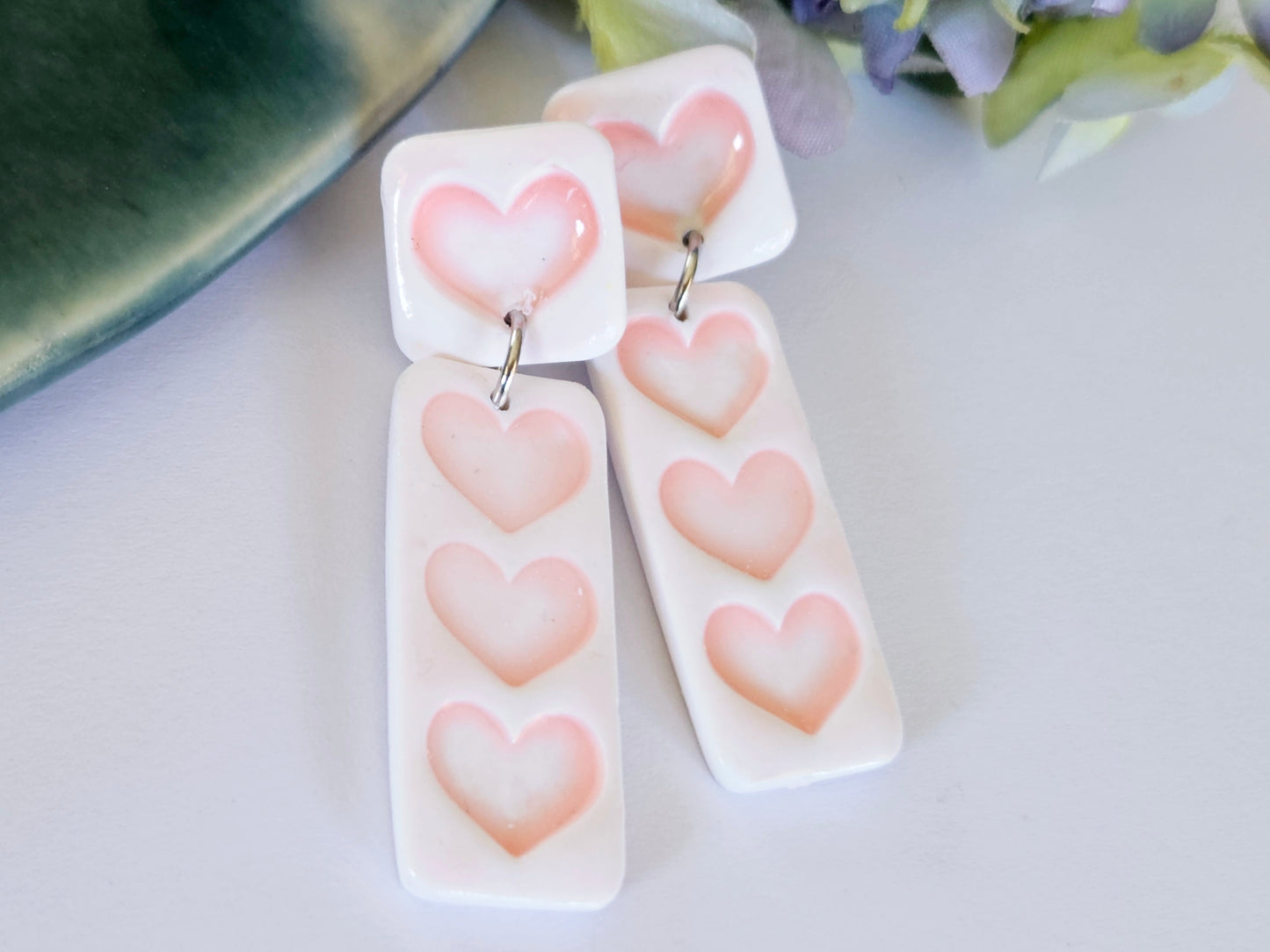 Porcelain Aroha Rectangle Earrings