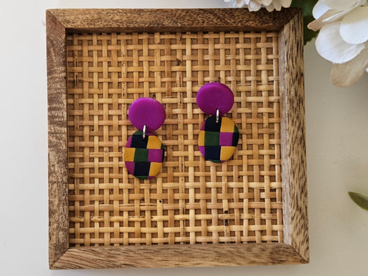 Checkered Drops Bright Earrings