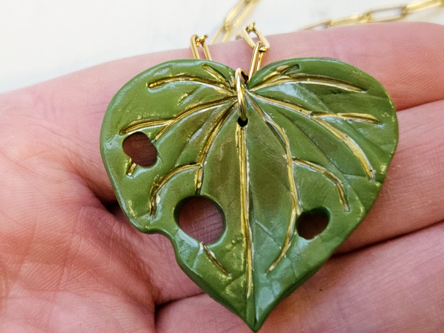 Charm Large Gold Kawakawa Necklace