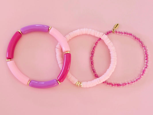Stacking Bracelets Pretty in Pink Gold Stack