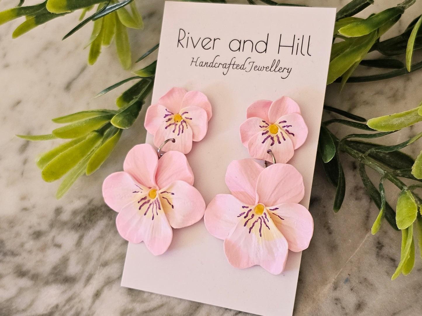 Pansy Statement Earrings Light Pink