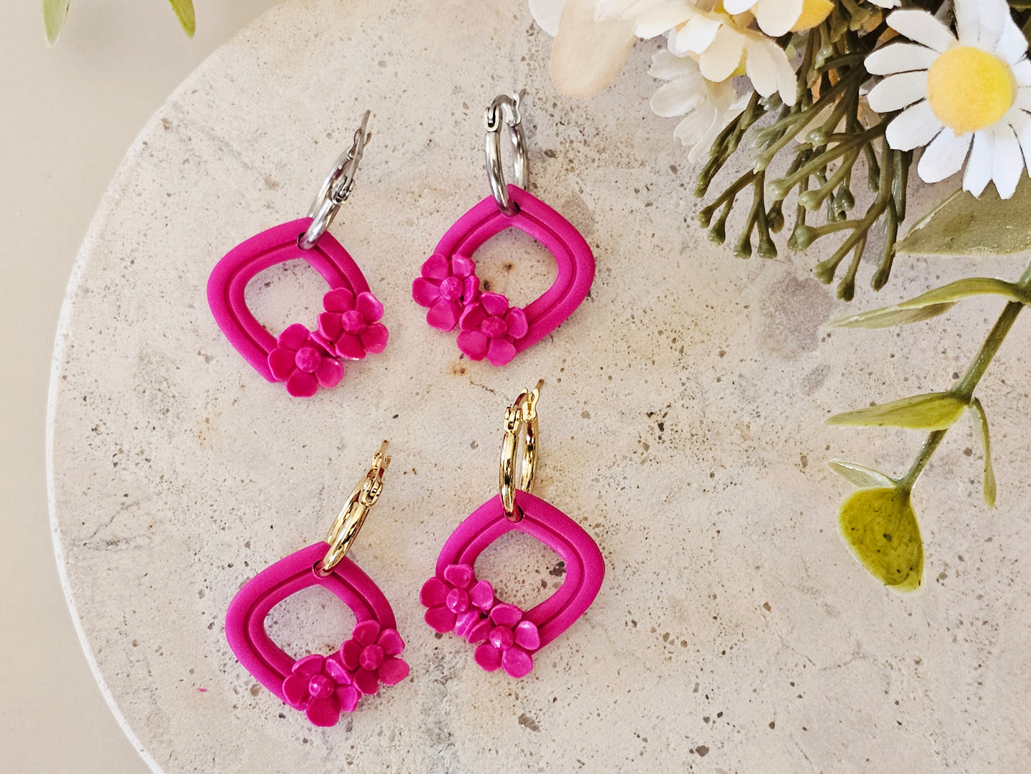 Daily Colour Magenta Floral Hoops