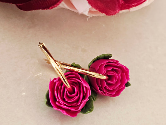 Peonies Magenta Hoops