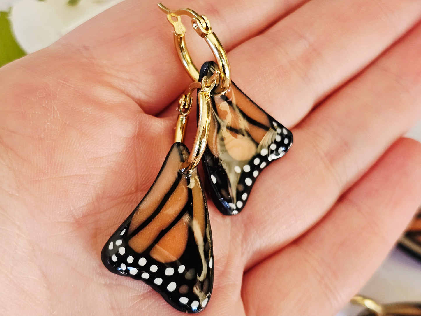 Monarch Wing Hoop Earrings