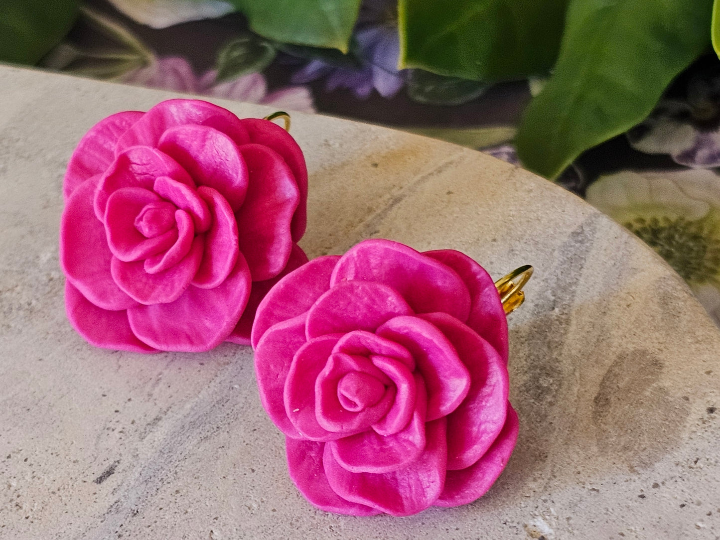 Cammellia French Hook Earrings Magenta